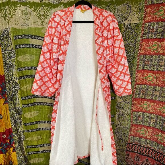 Roberta Roller Rabbit Jemina Terry Cloth Lined Midi Robe Size Extra Small/ Small - Picture 12 of 16